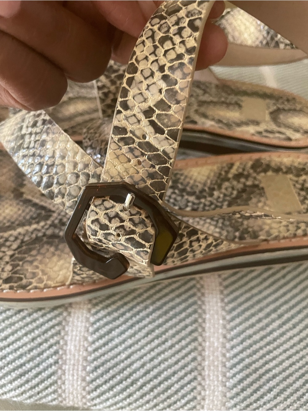 EUC-Louise et Cie Snakeskin-Pattern Sandal - Taupe and Brown - Picture 11 of 14